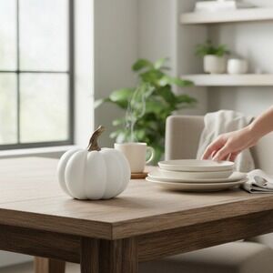 Marshalls Pumpkin Figurine Unisex OS White Like New Modern Farmhouse Fall Decor